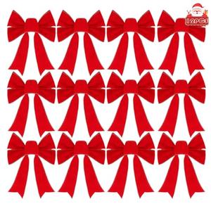Bomivix Christmas Bows - 12Pcs Christmas Red Velvet Bows 9''x13'' Packaged in a Box, Perfect for Gift Wrapping, Tree, Wreath, Gifts & Home Christmas Decorations