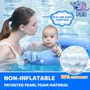 Mambobaby Baby Swim Float with Canopy & Tail Infant Pool Float Non-Inflatable Toddler Swim Float with Skin-Friendly Material for 3-24 Months Baby Boys Grils Elephant Blue, One Size