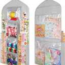 Woodoulogy Hanging Gift Wrapping Paper Storage, 48x24 (Extra Large) Grey Double-Sided Christmas Wrapper Bag Container, Oxford Long Craft Roll Organizer, Present Wrap Holder for Closet, Door