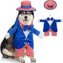 Huhumy 4th of July Pet Costume American Flag Dog Costumes Stars Stripes Funny Dog Costumes for 250th Anniversary Independence Day National Day Parades Patriotic American Celebrations(Size L)