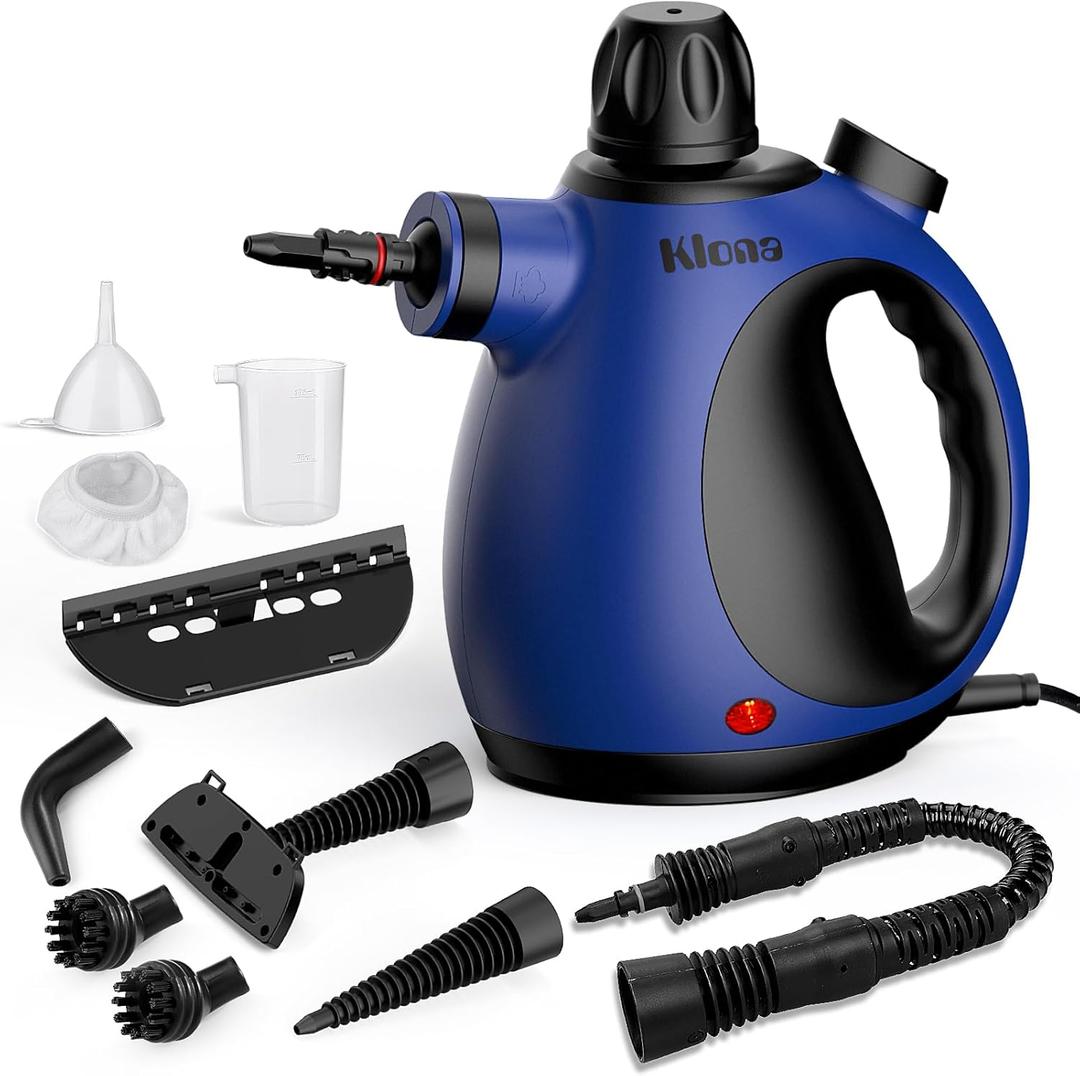 KLONA Steam Cleaner, Multi-Purpose Handheld Steam Cleaner with 10 Accessories, Steam Cleaning Handheld for Removing for All Dirt, Upholstery Furniture, Sofa, Tiles, Floor, Window, Bathroom.