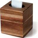 S310 Acacia Wood Tissue Box Cover, Square Tissue Box Holder with Slide-Out Bottom, Wooden Cube Tissue Covers Tissue Holders for Bathrooms Office Kitchen