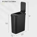 EKO Morandi Slim Automatic Bathroom Trash Can with Lid, 2.6 Gallon Touchless Garbage Can, Waterproof Motion Sensor Trash Bin for Bathroom, Office, Black