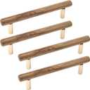 Semetall 4Pcs Wood Drawer Pulls,5 inch Hole Center Pull Handles Wood,Wooden Handles for Dresser Drawers,Cabinets,Kitchen,Wardrobe