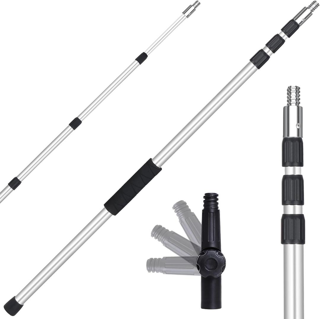 Paint Roller Pole, 4-12 FT Paint Roller Extension Pole, Multi-Purpose Sturdy Aluminum Alloy with Twist-Lock Design for Windows, Painting, Dusting and Cleaning