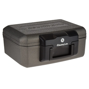 SentrySafe Fireproof Safe with Key Lock, Chest Lock Box for Home or Travel Secures Money, Documents, 0.18 Cubic Feet, 6.1 x 14.3 x 11.2 Inches, 1210