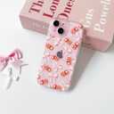 3 x NITITOP Compatible with iPhone 15 Plus Case Cute Clear Cherry Bowknot Design for Women Girls Bow Ribbon Soft Fit Slim Stylish Anti Yellowing Protective Phone Cover - Light Pink