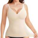 LODAY Compression Tank Tops for Women Tummy Control Shapewear Seamless Body Shaper V Neck Camisole Tops, L