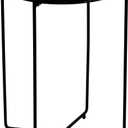 Real Natural Marble Top Metal Round Side End Table, Modern Lightweiht Bedside Small Coffee Table for Living Room Bedroom Small Space Black