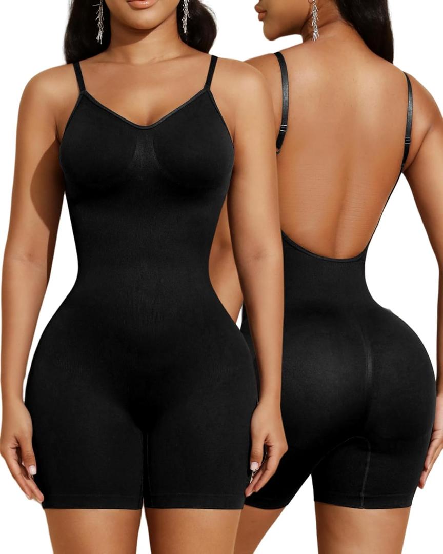 Varaso Shapewear Bodysuit for Women Seamless Backless Tummy Control Bodysuits Body Shaper Jumpsuits Tank Tops (Medium)