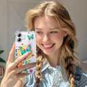 PIXIU Case for iPhone 16 Compatible with Magsafe, Laser Glossy Pattern,Cute Curly Wave Clear TPU Bumper Military Grade Drop tection Phone Cover for Women/Girls -Butterfly/Floral