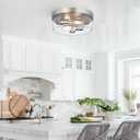 szzgco Flush Mount Ceiling Light Fixtures, 2-Light 12 Inch Brushed Nickel Close to Ceiling Light Fixtures with Clear Glass Shade Ceiling Light Fixture for Porch, Hallway, Bathroom, Dining Room and