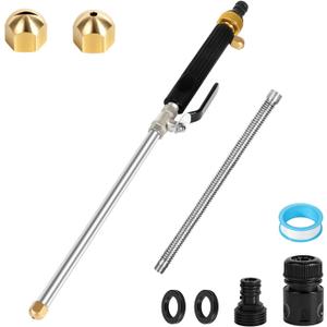 Jet Nozzle for Garden, High Pressure Washer Tools with 2 Different Nozzles and Hose Quick Connectors, Quick Connect Flexible Wand Lance for Gutter Patio Car Pet Window Garden Cleaning at Home