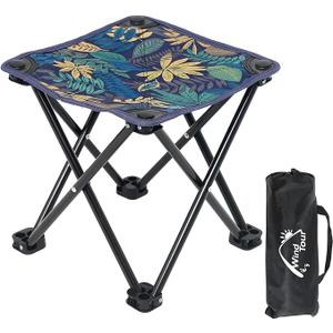 Wind Tour Portable Folding Camping Stool Outdoor Camping Lightweight Samll Chair for Fishing Hiking Gardening and Beach with Carry Bag (Medium Blue 1)