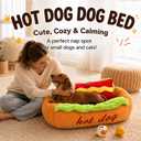 Hot Dog Dog Bed, Soft Plush Pet Bed Detachable and Washable, M