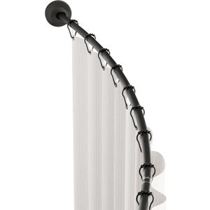 Zenna Home Curved Shower Curtain Rod, Choice of No Drilling Tension Mount or Permanent Wall Mount Installation, Rustproof Shower Rod Adjusts 50" to 72", Matte Black