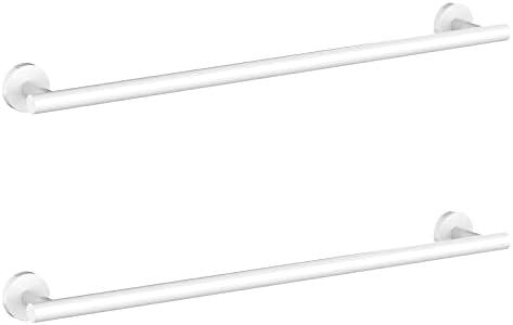 Cilee 2 Pieces White Bathroom Towel Bar, 24 Inch Double Towel Racks,Bathroom Towel Holder Towel Hanger for Bathroom Stainless Steel Wall Mount