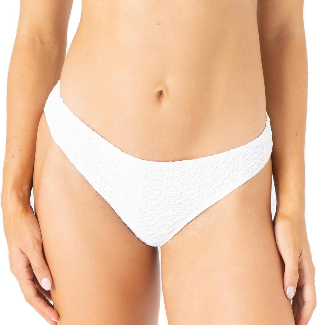 Roxy Women's Bikini Bottoms Stretch Swimwear, UPF+50, Pool, Surf, Swim, Beachwear Activities (Medium, White)