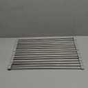 omorotec 17.7" x 15.5" Roll Up Dish Drying Rack Over Sink Drying Rack Sink Cover Kitchen Sink Accessories Gadget Multipurpose Organizer Foldable Stainless Steel Drainer (Grey)