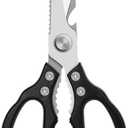 AWinjoy Heavy Duty Sharp Kitchen Scissors, Dishwasher Safe, Cooking Shears for Meat, Chicken, Fish, Poultry, Herb, Bread (Black)