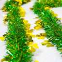 66FT Glitter St.Patrick's Day Tinsel Garland Decorations Gold Shamrock Clover Metallic Twist Garland Decor for St Patricks Day Irish Festival Party Tree Mantle Office Parade Floats Ornaments