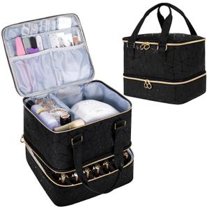 Uross Nail Polish Organizer Bag Holds 42 Bottles Nail Polish & Nail Lamp, Gel Nail Polish Organizers and Storage box for Nail Tech, Nail Kit Supplies Organizer Case - Black (Large - 11 x 9.5 x 9.5 Inch )