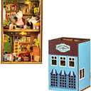 Mini 3D Wooden Doll House Craft Model with LED,DIY Miniature and Furniture Dollhouse Kit,Creative Room Idea for Valentine's Day Birthday Gift (Luna's Apartment)