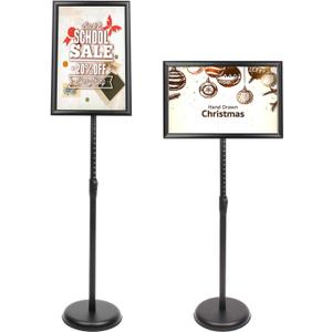 DISPLAYSWORKER Sign Stand, Sign Holder Floor Stand with Heavy Duty Pedestal ,Adjustable Pedestal Poster Stand Aluminum Snap Frame for 8.5 x 11 Inch, Black