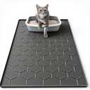 Garoopion Silicone Cat Litter Trapping Mat, Large Waterproof 34" X 22" Cat Litter Box Mat, Easy to Clean, Black