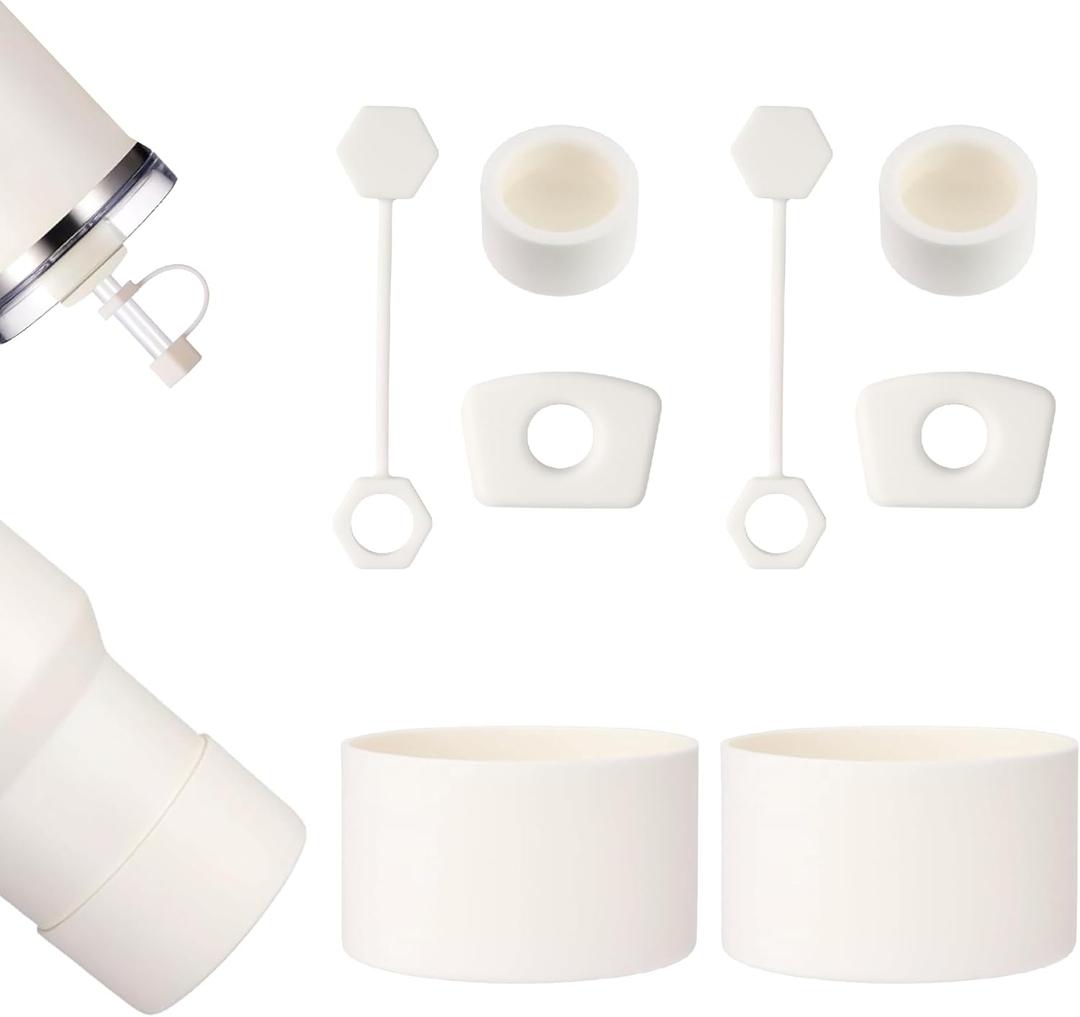 Stanley Tumbler Boot 8 Pack - Leak&Spill Proof Silicone Base & Straw Cover Exclusive Fit for 14-40oz Stanley Quencher Cups Bottom Protector | Cream