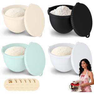 4 Pack Multicolor Silicone Bowl Liners w/Lids for Kitchenaid Tilt-Head 5 QT Stand Mixers, Practical, Durable, Food-Grade Mixer Attachments for Baking & Cooking, Not for Bowl-Lift Models