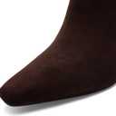 Brown Suede Ankle Boots for Women Pointed Toe Chunky High Heeled Booties Fall Dressy Short Boots with Zipper (Brown), 9.5