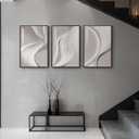 3 x Framed Modern Abstract Wall Art, 3 Piece Minimalist Bright Style Prints Paintings Artwork for Walls, Silver Gray Contemporary Luxury Pictures for Living Room Bedroom Dining Room Wall Decor 16x24 In