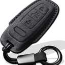 for Audi Key Fob Cover with Keychain Fit for Audi A3 A6 A7 A8 Q7 Q8 S3 S6 RS6 RS7 Smart Keys Case Protector suede (Black, Style B)
