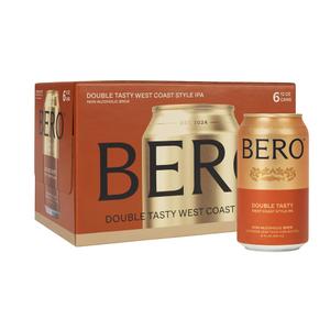 BERO Double Tasty West Coast Style IPA Non-Alcoholic Beer, 6-PK Hoppy IPA-Style Craft Brew, NA Beer by Tom Holland, Alcohol-Free Drinks, Bold Hoppy Flavor, Alcohol Alternative Beverages for Any Event,Double Tasty West Coast Style IPA, 12 Fl Oz
