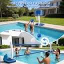 2 in 1 Pool Basketball Hoop and Volleyball Net Above Ground, Swimming Pool Toys for 3-12 Years Old Kids Poolside Basketball Hoop Summer Outdoor Water Games Toys for Kids Teens Adults Family
