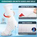 Hylaea Compression Running Socks for men, Coolmax Anti-Blister Cushion Crew Socks for Athletic, Moisture Wicking & Seamless (White)