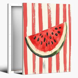 Trendy Fruit Kitchen Wall Art Vintage Watermelon Posters Fruit Abstract Art Canvas Print Preppy Poster Minimalist for Farmhouse Room Decor Bedroom 8x12inch Framed (style-5)