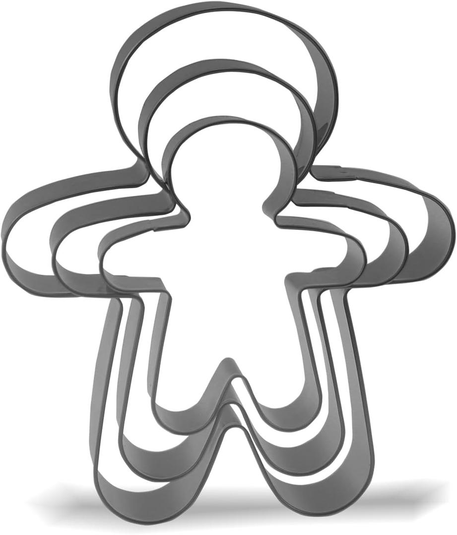 3 x Keewah Gingerbread Man Cookie Cutter Set - 5,4,3 - 3 Piece - Stainless Steel