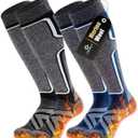 Cirorld Merino Wool Ski Socks Women Men,2 Pairs Knee High Winter Warm Skiing Socks Performance Thermal Snowboarding Socks (Large, Black & Blue)