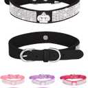 Bling Dog Collar for Small Medium Large Dogs, Crown Rhinestone Dog Collars for Girl and boy Dog, Diamond Puppy Collars, Adjustable Leather Suede SOFE Cat Collar (M(13"-15.4"/33CM-39CM), Black)