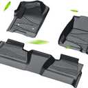 Floor Mats Fit for Chevy Silverado/GMC Sierra 1500 Crew Cab 2014-2018, 2500HD/3500HD 2015-2019 Crew Cab, Custom Fit All Weather TPE Floor Liners, Front & 2nd Row Car Mats (Black, Set of 3)
