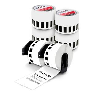 enKo - Compatible DK-2205 Continuous Paper Labels (2.4 Inch x 100 Feet) Use with Brother QL Label Printers QL-800, QL-820NWB QL 810W [6 Rolls + 2 Refillable Cartridge Frames]