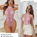 Avidlove Teddy Lingerie for Women Sexy Mesh Bodysuit Snap Crotch Body Suits Sheer Emboroidered One Piece Babydoll (XXL)