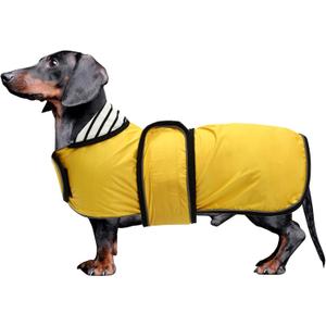 Dachshund Raincoat Corgi Raincoat Dogs Waterproof fit for Dachshunds Weiner Long Back Breeds with Reflective Stripe Great Coverage in Autumn Winter - Yellow - XL