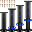 4PCS Adjustable Furniture Couch Cabinet Legs 4.72-7.48 Inch [with 18 PCS Screws], Heavy Duty Adjustable Height Replacement Legs for Dresser/Sofa/Bed/Chair, Legs for Furniture Set of 4 (Black)