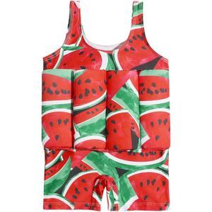 IWEMEK Boys Girls Floatation Swimsuit with Adjustable Buoyancy Baby One Piece Swimwear Float Suit Swim Vest Bathing Suit (6-12 Months, Watermelon)