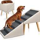 Dog Stairs & Ramp for High Bed & Couch,22.8‘’6-Step Foldable Split Ottoman
Non-Slip Joint Relief Pet Steps for Small/Medium/Large Dogs, Senior/Injured, Converts to Bedside Footstool, Solid Wood Frame