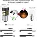 Xenon White 1156 BA15S 1095 7506 LED Bulbs Extremely Bright 3014SMD 54-EX Chipsets with Lens Projector for Backup Lights, Tail Lights, Brake Lights, Reverse Lights, 12-24V(Pack of 2)