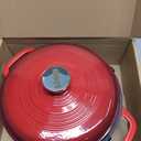 Lodge 3 Quart Enameled Cast Iron Dutch Oven with Lid Dual Handles Oven Safe up to 500 F or on Stovetop - Use to Marinate, Cook, Bake, Refrigerate and Serve Island Spice Red